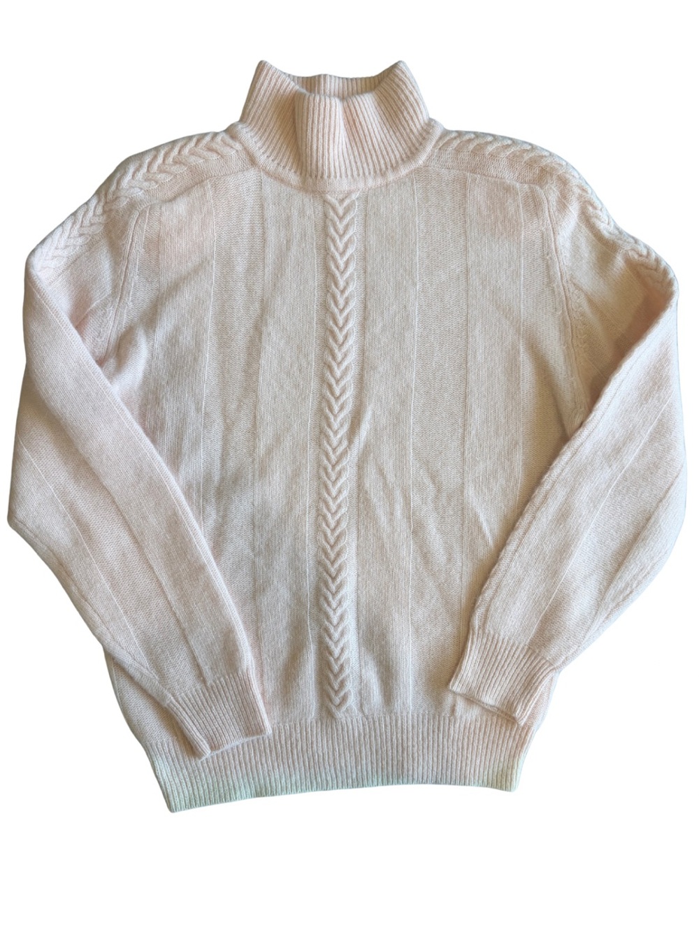 Vintage Lindsey Blake Angora Lambswool Pink Fisherman Knit Mock Neck Sweater M